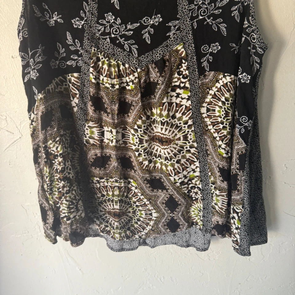 Camiseta sin mangas Westbound XL para mujer negra blanca marrón bohemia caprichosa grunge Foto 4 de 4