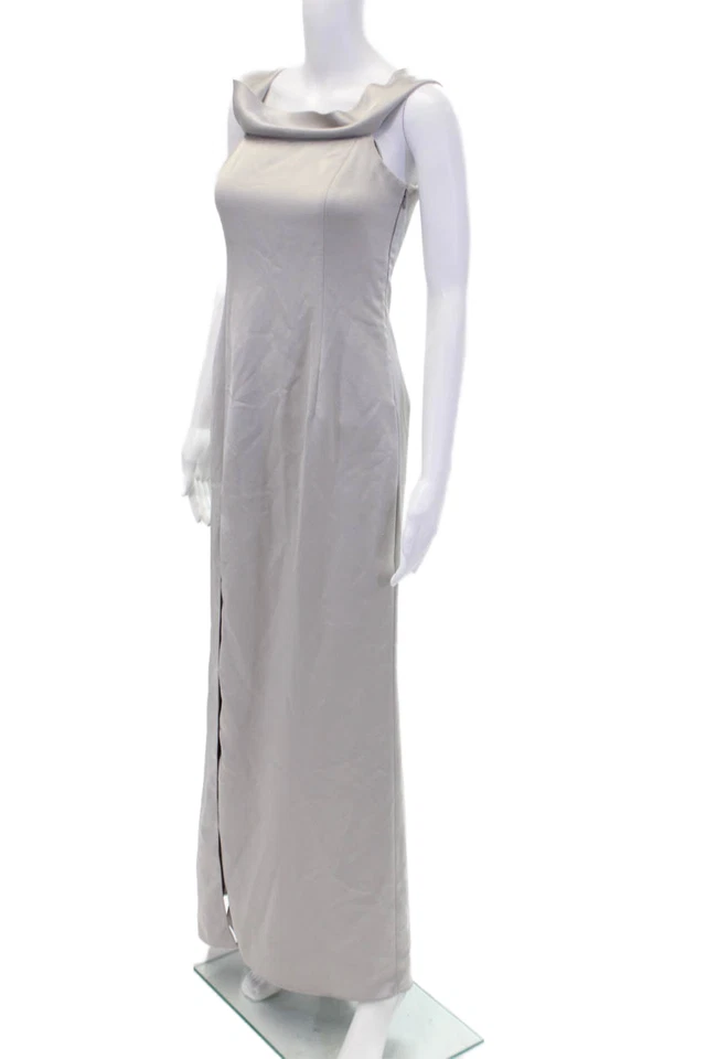 Halston Heritage Womens Off The Shoulder Evening Gown Platinum Gray Size 2 - Image 2 of 4