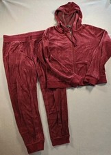 Fashion Nova Burgundy Tracksuit Two Piece Set Drawstring Pants  Hoodie Size L