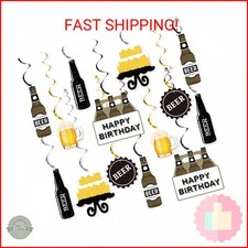 Beer Birthday Party Hanging Decorations, Cheers and Beers Happy Birthday Party H