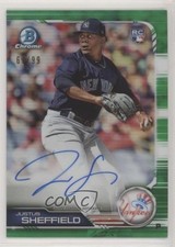 2019 Bowman Chrome Rookie Green Refractor 67/99 Justus Sheffield Auto RC 8k4