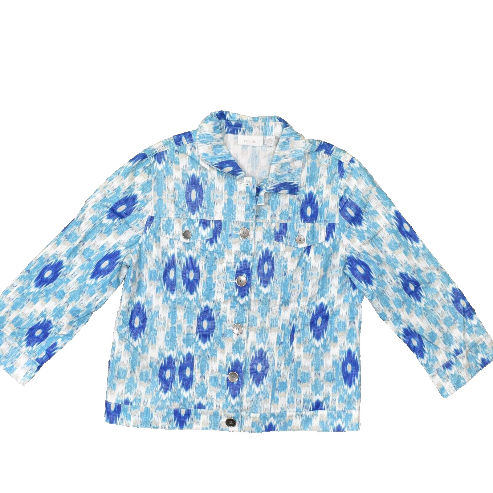 Chico's Women's Size 2 Basic Trucker Jacket Blue … - image 1