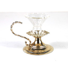 Candeliere BUGIA Vintage in ARGENTO 925 18g e Vetro Portacandela da camera sala