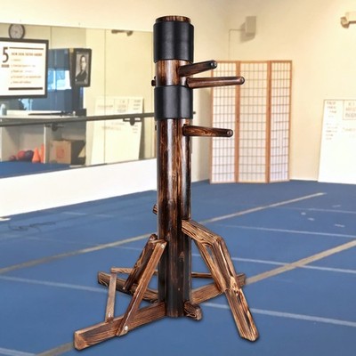 Dark Wood Wing Chun Wood Martial Arts Training Target Base Dummy Man Tripod Base
