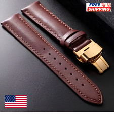 Leather Watch Band 18mm 20mm 22mm Men Women Replacement Strap Butterfly Clasp