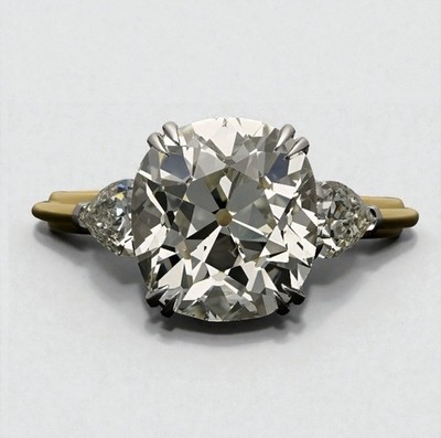 4.65 Ct Cushion Cut Old Mine Cut Diamond Ring IGI Lab Grown 14K Multi Tone Gold