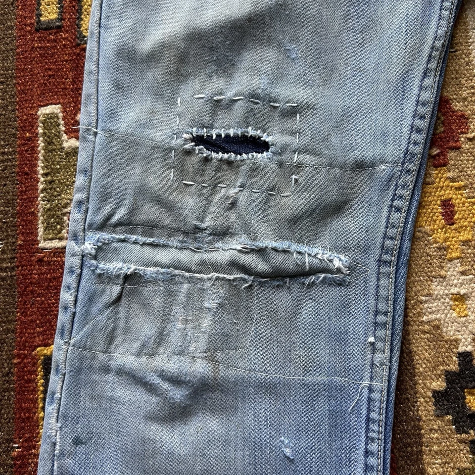 Jeans de mezclilla Wrangler vintage años 60 70 talla 29x30 - reparados Foto 4 de 4