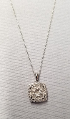 Macy's Sterlingsilber Brücke Diamant Anhänger Halskette 18''