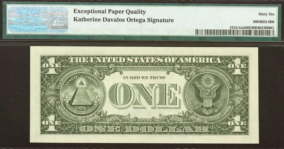 1981A $1 Federal Reserve Note PMG 66EPQ - Courtesy Autograph - Rare Chicago Mule - Image 4 of 4