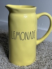 Rae Dunn Lemonade YELLOW Pitcher Artisan Collection w/ Black Lettering