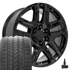 20 Black 5913 Nzt Wheels Goodyear Tires Set Fits Escalade Sierra Yukon