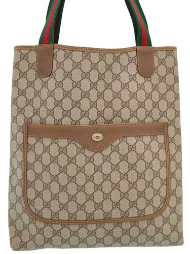 Gucci GG Plus Canvas Sherry Web Tote bag Brown - Picture 1 of 9