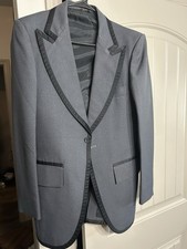 After Six Tuxedo Suit Jacket Blazer Vtg 60s 70s Wedding Prom Coat Gray Mens 37L