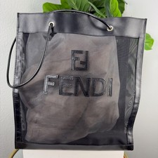 Fendi Black Mesh Nylon Tote Bag Black Authentic Pre Owned