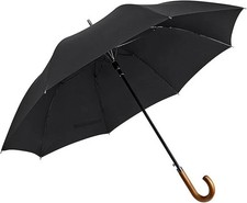 Wooden J Handle Umbrella 54 Inch Large Auto Open Classic Windproof Rain Stick Um