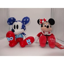 Disney Mickey and Minnie Mouse 2022 Holiday Plush Set Christmas  Red Blue White