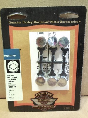 NEW OEM HARLEY-DAVIDSON MULTI-FIT CHROME 1/2'' HEX BOLT COVER KIT 43881-96
