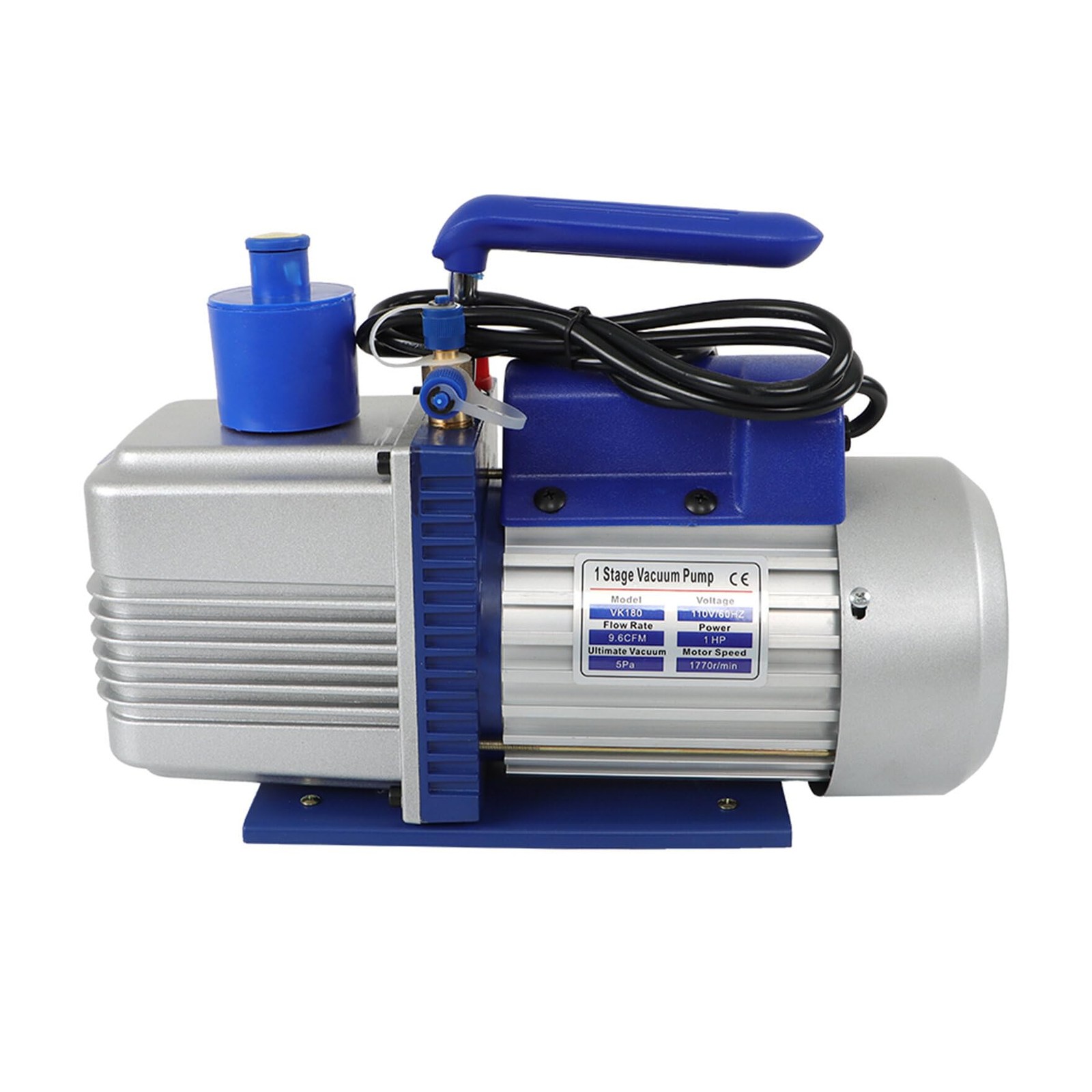  Vacuum Pump 110V 9.6 CFM 1 HP Monopole Vacuum Pump Blue