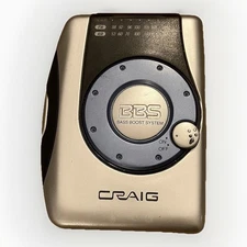 Craig Portable AM/FM Stereo Cassette Tape player BBS Bass Boast Gray Tested Good