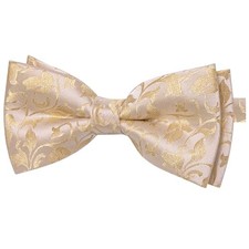 Bow Ties for Men Pretied Bowties Solid Color Satin Bow Tie Champagne Floral