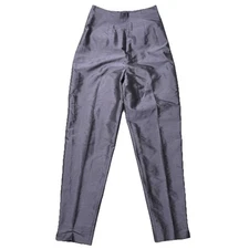 J. Peterman Co 100% Silk Pants Trousers Tailored High Waist 4 Slate Gray Sheen