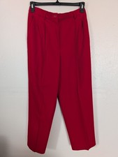 Pendleton Womens 100 Wool Trouser Pants Sz 12 Red High Rise Straight Leg Lined