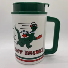 Vintage Thermo Sinclair Dino Insulated Plastic Travel Coffee Mug 22 oz Hot Cold
