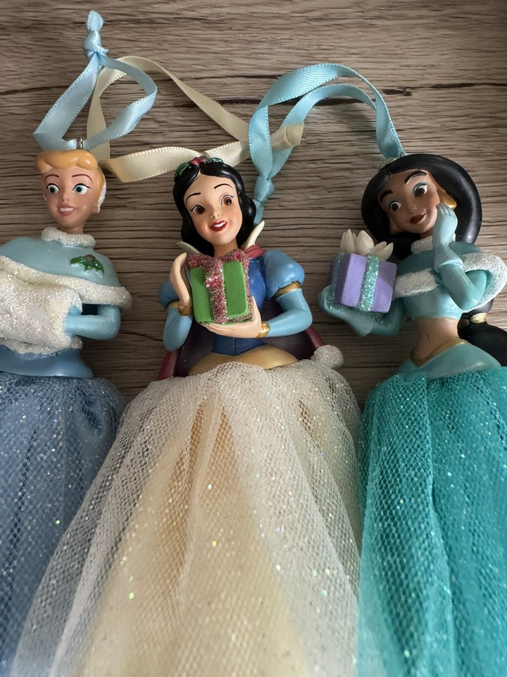 Disney Store Sketchbook Ornaments X3 Cinderella Snow White & Jasmine