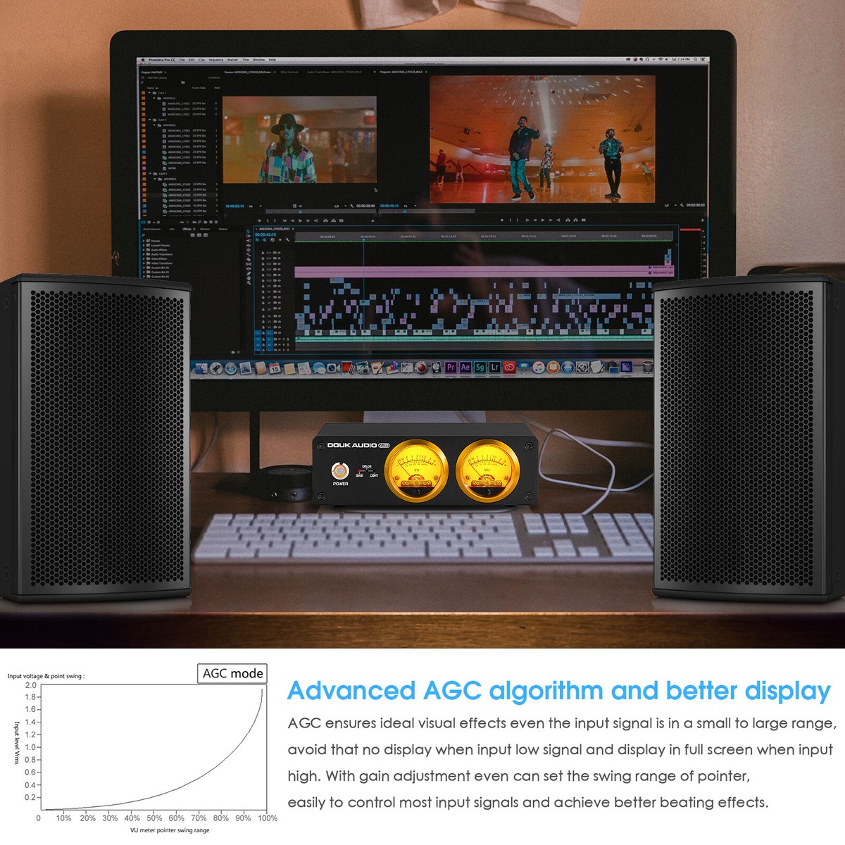 4-Channel Pro Analogue Audio VU Meter DB Panel Sound Level Display Music Spectrum Analyzer