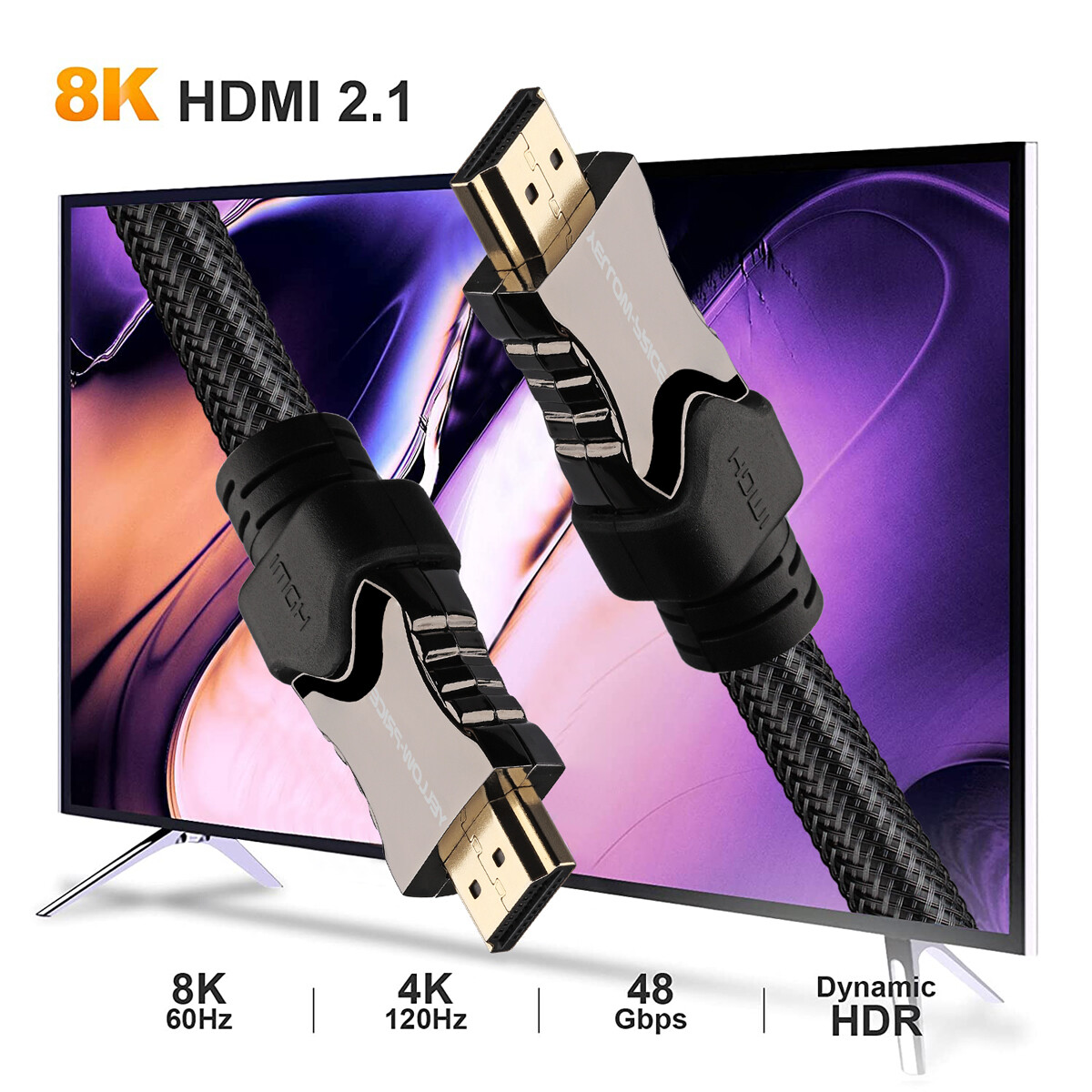 6FT Ultra-HD 8K@120Hz HDMI 2.1 Cable 48Gbps with Ethernet & Audio-image