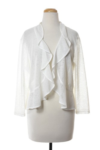 GLAMOUR Damen weißer offener Strickpullover Gr. XL - Bild 1 von 2