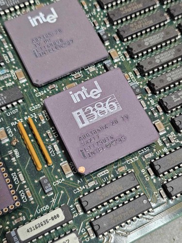 Vintage Retro Rare UNISYS Intel 80386-DX-20 Motherboard w/CPU & Ram - Powers - Afbeelding 3 van 12