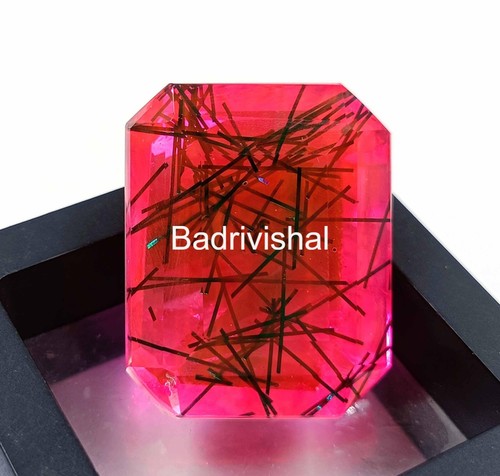114 Ct Emerald Cut Bi-Color Rutilated Quartz Certified Loose Gemstone 4JUI - Picture 8 of 9