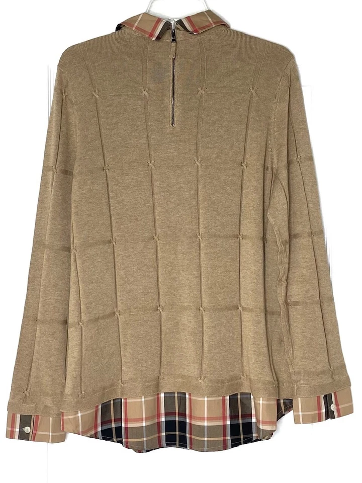 FOXCROFT Tartán Nova Cuadros Burberry Estampado En Capas Camisa Suéter Top GRANDE NUEVO Foto 2 de 4