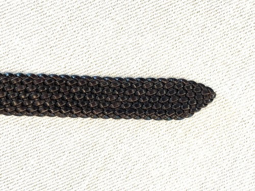 Talbots Brown Braided Leather Belt Womens Sz Medium Silver Tone Buckle 1.5” Wide - Picture 6 of 6