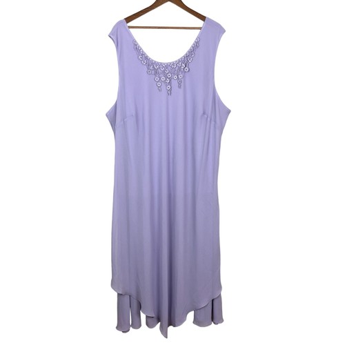 Maxi Vestido Roamans Mujer 34W Púrpura Floral Bordado Cuello Sin Mangas *Manchas - Imagen 17 de 17