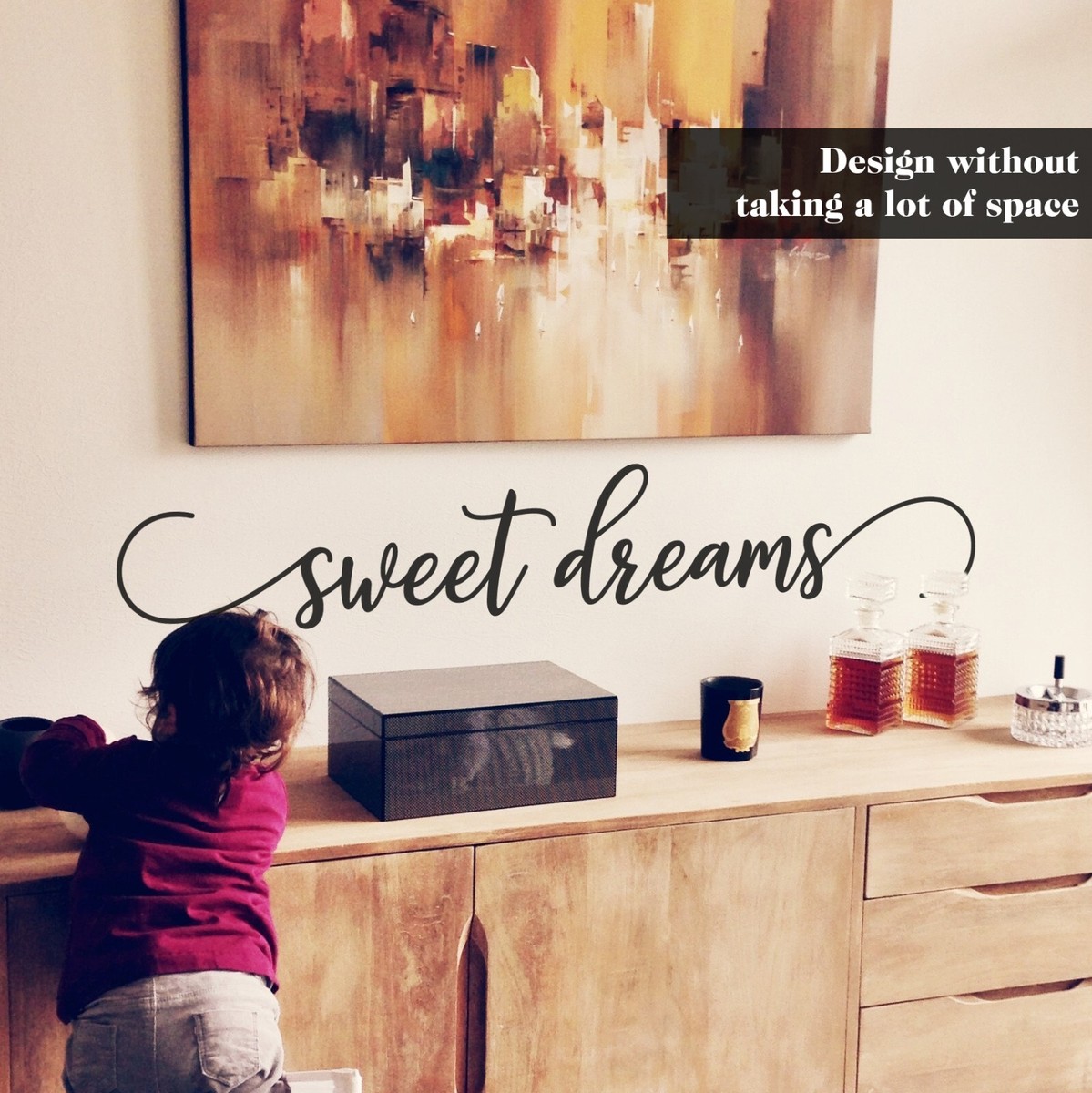 Autocollant Mural Sweet Dreams - Décal Lettrage Vinyle Amovible Pour Chambre Bébé