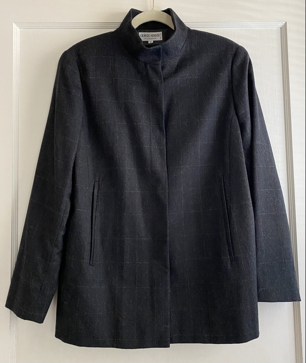 Giorgio Armani Le Collezioni Charcoal Gray Wool Mandarin Giorgio Armani Le Collezioni Charcoal Gray Wool Mandarin
