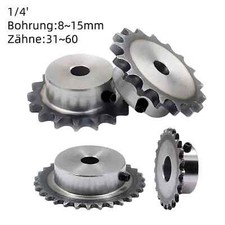 04C 31-60 Z&auml;hne Kettenrad mit Nabe Kettenr&auml;d C45 Stahl Pitch 1/4" 6.35mm Ritzel