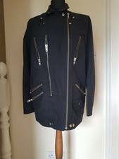 Women's The Kooples Cotton Blend Long Line Biker Jacket. Size L. New With Tag