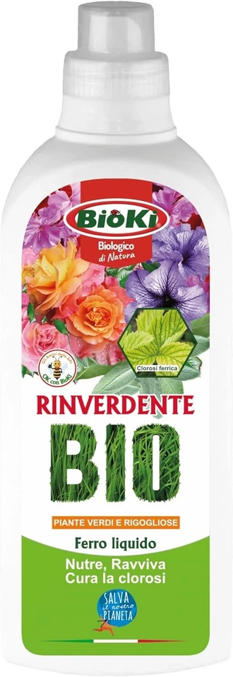 BIOKI Concime a base di Ferro, Azione rinforzante e rinverdente, FERRO LIQUIDO, 1 KG
