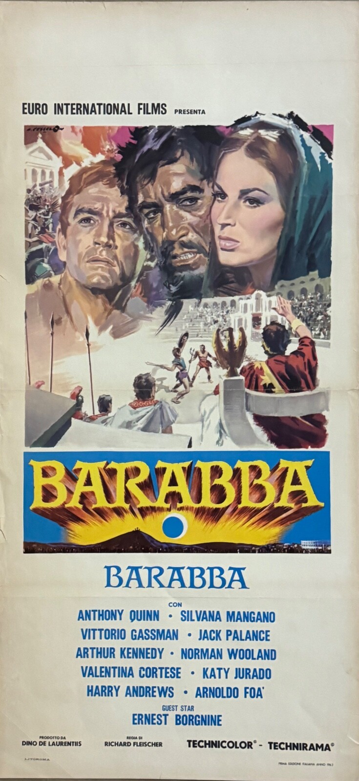 Locandina originale film Barabba (1961) - Regia di Richard Fleischer