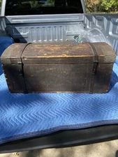 1857 Dome Top Trunk, All Blacksmith Forged Metal, Rose Nails, Paint Name & Date