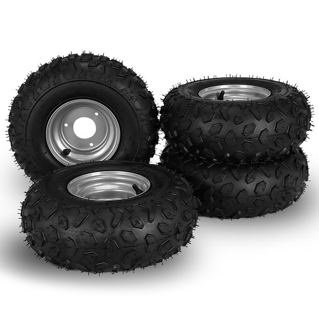 4Pcs GoKart ATV Tire Wheel Assembly 145/706 Rim Knobby Go Kart Mini