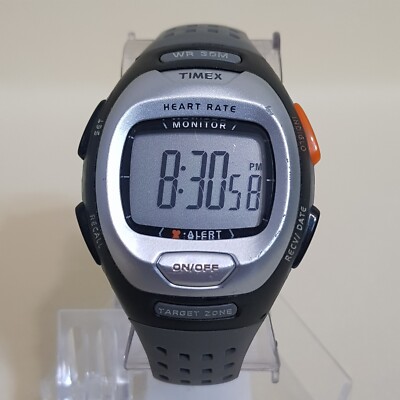 Timex Heart Rate Monitor Watch T5G981 Sport Silver Bezel Grey