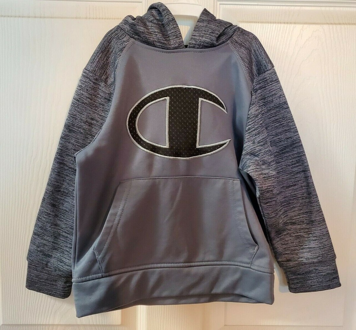 Boys Toddlers Champion Hoodie Pullover Gray Black Sweater Size Logo