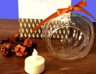 PUMPKIN CANDLE HOLDER ORNAMENT - Has Flameless Candle and Fall Garland & Ribbon — photo 4