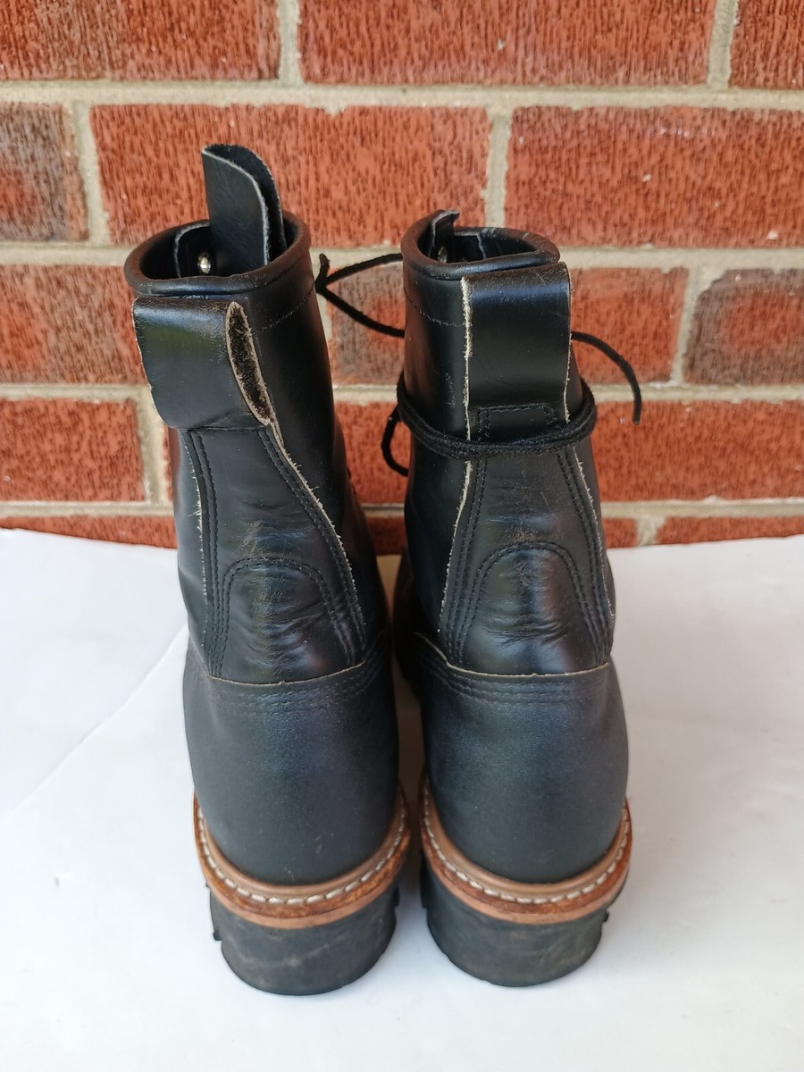 Redwing 2218 Black Steel Toe Men's Size 10 B Leather Logger Boots
