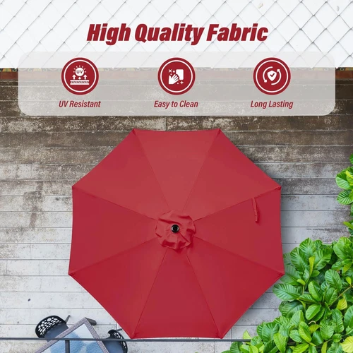 7.5ft/9/10ft Tan/Red Patio Umbrella Dining Table Outdoor Market Umbrella w/Crank - Bild 39 von 44