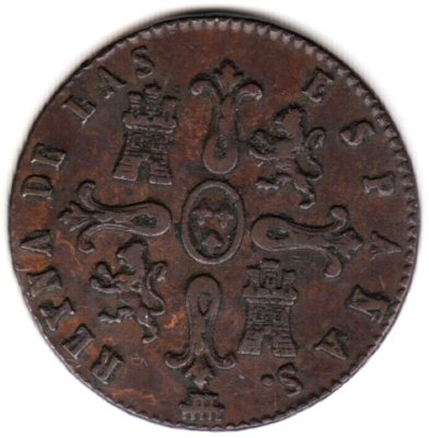 1843 Spain Queen Isabella II Copper 8 Maravedis KM 531.3 | eBay